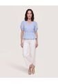 Blusa Manga Corta Texturizada  Para Mujer Azul Ostu de Ostu