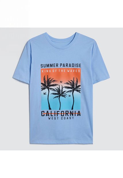 Camiseta Para Hombre Manga Corta Color Azul Claro Marca Ostu #60091257