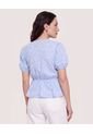 Blusa Manga Corta Texturizada  Para Mujer Azul Ostu de Ostu
