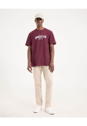 Camiseta Para Hombre Manga Corta Cuello Redondo Color Vino Marca Ostu #60091699