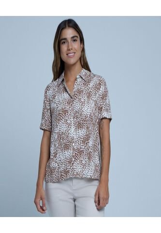 Camisa Para Mujer Manga Corta Color Café  Marca Ostu #40010186 Ostu