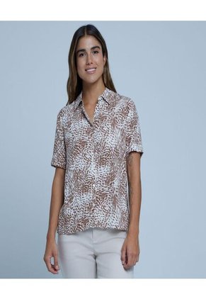 Camisa Para Mujer Manga Corta Color Café Marca Ostu #40010186
