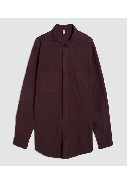 Camisa Para Hombre Manga Larga Con Bolsillo Color Café  Marca Ostu #60010672