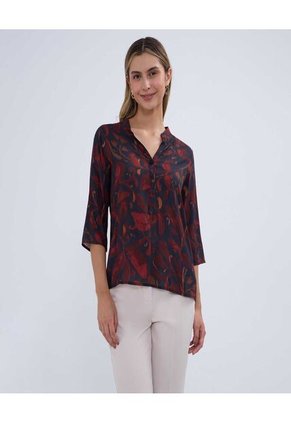 Blusa Para Mujer Manga 3/4 Color Azul  Marca Ostu #40121036