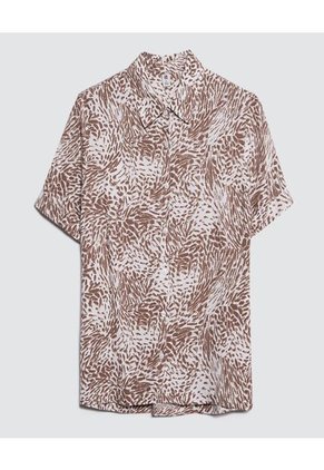 Camisa Para Mujer Manga Corta Color Café Marca Ostu #40010186