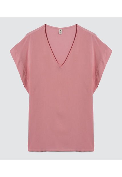 Blusa Para Mujer Manga Corta Color Rosa Marca Ostu #40121003