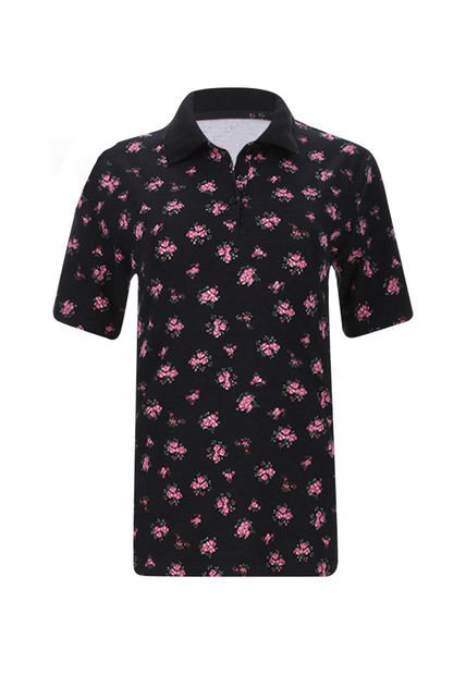 Polo Para Mujer Manga Corta Color Negro Marca Ostu #40110126