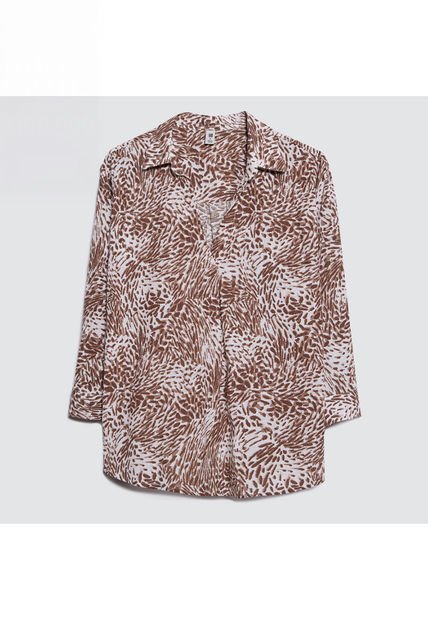 Camisa Para Mujer Manga 3/4 Color Café  Marca Ostu #40010202