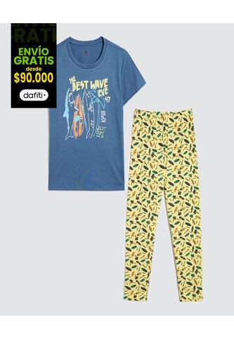 Pijama Para Niño M/C P/L Color Amarillo  Marca Ostu #80040092 Ostu