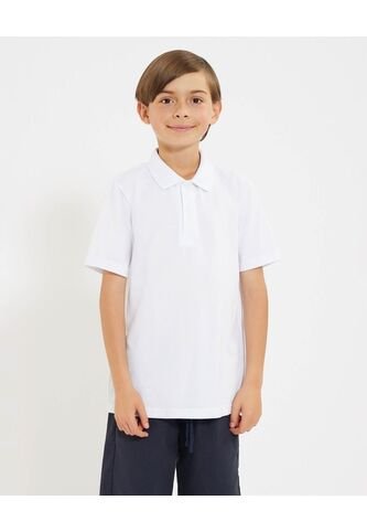 Polo Para Niño Manga Corta Color Blanco Marca Ostu #80110102 Ostu