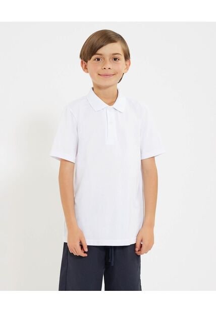 Polo Para Niño Manga Corta Color Blanco Marca Ostu #80110102