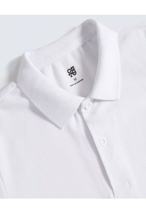 Polo Para Niño Manga Corta Color Blanco Marca Ostu #80110102