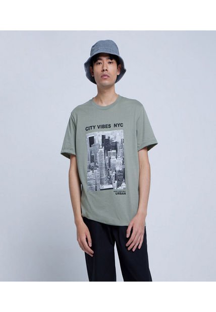 Camiseta Para Hombre Manga Corta Color Verde Claro Marca Ostu #60091270