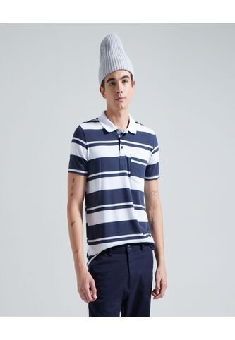 Polo Para Hombre Cuello Tejido Con Bolsillo Color Azul  Marca Ostu #60110537 Ostu