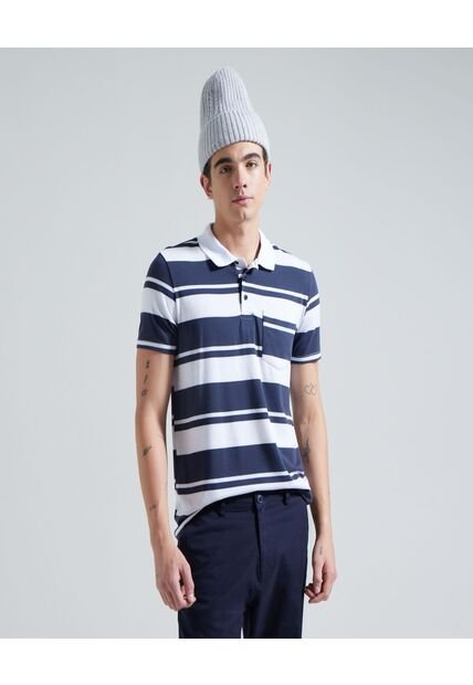 Polo Para Hombre Cuello Tejido Con Bolsillo Color Azul  Marca Ostu #60110537