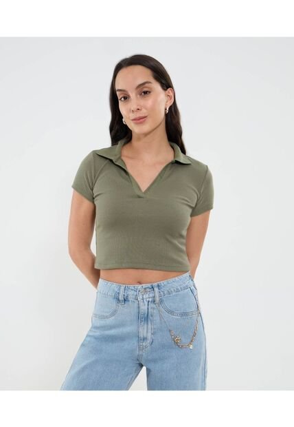 Polo Para Mujer Manga Corta Color Verde Marca Ostu #40110177