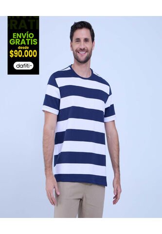 Camiseta Para Hombre Manga Corta Color Azul  Marca Ostu #60091421 Ostu