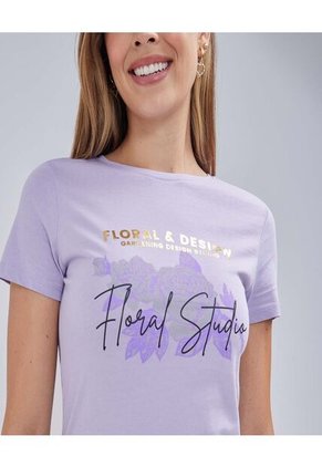 Camiseta Para Mujer Manga Corta Color Lila  Marca Ostu #40092104