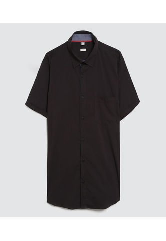 Camisa Para Hombre Manga Corta Con Bolsillo Color Negro Marca Ostu #60010697 Ostu