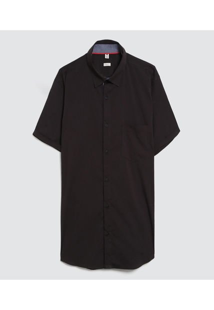 Camisa Para Hombre Manga Corta Con Bolsillo Color Negro Marca Ostu #60010697