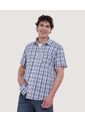 Camisa Para Hombre Manga Corta Con Bolsillo Color Azul  Marca Ostu #60010716 de Ostu