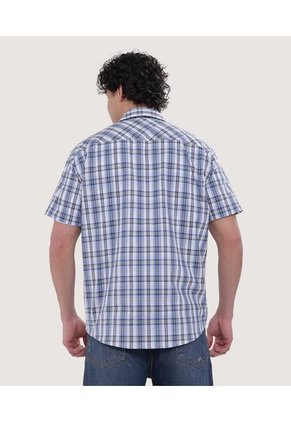 Camisa Para Hombre Manga Corta Con Bolsillo Color Azul Marca Ostu #60010716