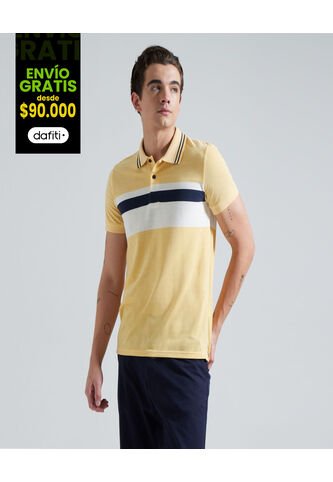 Polo Para Hombre Cuello Tejido Sin Bolsillo Color Amarillo  Marca Ostu #60110543 Ostu