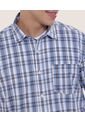 Camisa Para Hombre Manga Corta Con Bolsillo Color Azul  Marca Ostu #60010716 de Ostu
