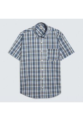 Camisa Para Hombre Manga Corta Con Bolsillo Color Azul Marca Ostu #60010716