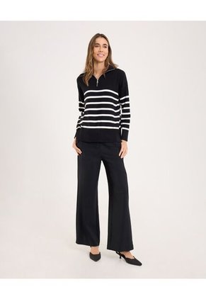 Saco Para Mujer Cuello Alto O Cuello Tortuga Color Negro Marca Ostu #40330081