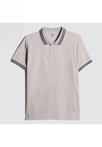 Polo Para Hombre Cuello Tejido Sin Bolsillo Color Gris  Marca Ostu #60110602