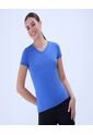 Camiseta Para Mujer Manga Corta Cuello V Color Azul  Marca Ostu #40092390 de Ostu