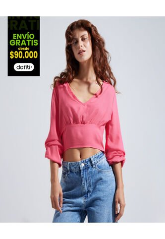 Blusa Para Mujer Manga Larga Color Rosado  Marca Ostu #40120814 Ostu