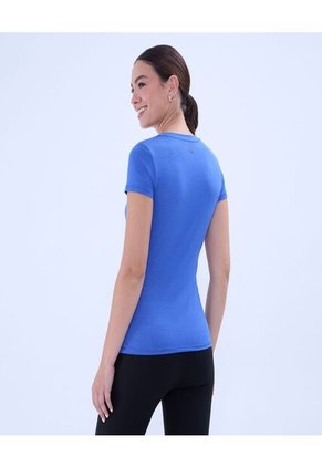 Camiseta Para Mujer Manga Corta Cuello V Color Azul  Marca Ostu #40092390