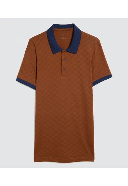 Polo Para Hombre Cuello Tejido Sin Bolsillo Color Café  Marca Ostu #60110659