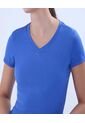 Camiseta Para Mujer Manga Corta Cuello V Color Azul  Marca Ostu #40092390 de Ostu