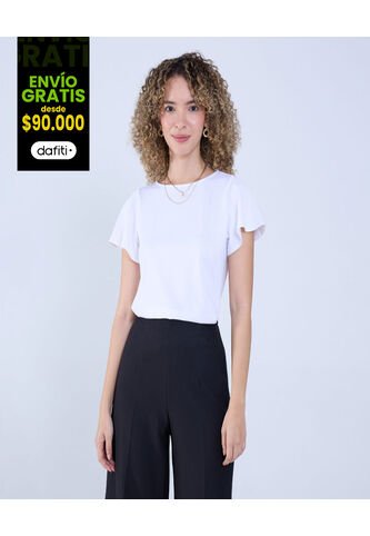 Camiseta Para Mujer Manga Corta Cuello Redondo Color Blanco Marca Ostu #40092222 Ostu