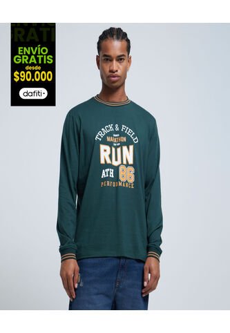 Camiseta Para Hombre Manga Larga Color Verde  Marca Ostu #60091312 Ostu