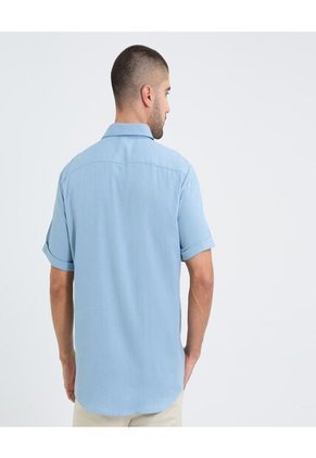 Camisa Para Hombre Manga Corta Sin Bolsillo Cuello Casual M Color Azul Marca Ostu #60010808