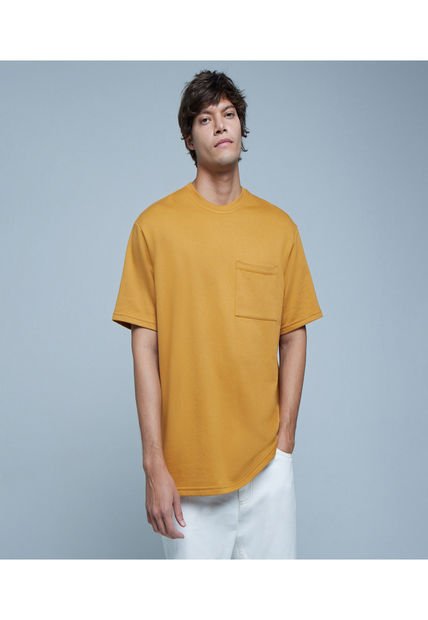 Camiseta Para Hombre Manga Corta Color Amarillo  Marca Ostu #60091220