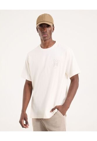 Camiseta Para Hombre Manga Corta Cuello Redondo Color Crema Marca Ostu #60091696 Ostu