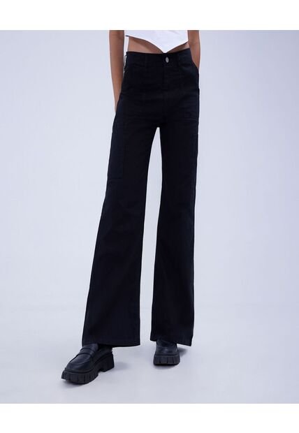 Jean Para Mujer Wide Leg Cargo Color Negro Marca Ostu #40160480