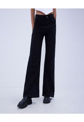 Jean Para Mujer Wide Leg Cargo Color Negro Marca Ostu #40160480