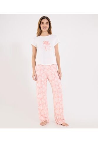 Pijama Para Mujer M/C P/L Color Coral Marca Ostu #40040421 Ostu