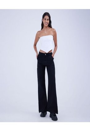 Jean Para Mujer Wide Leg Cargo Color Negro Marca Ostu #40160480
