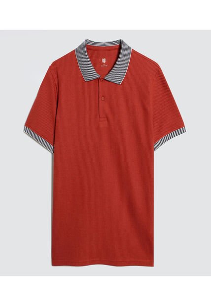 Polo Para Hombre Cuello Tejido Sin Bolsillo Color Naranja Marca Ostu #60110649