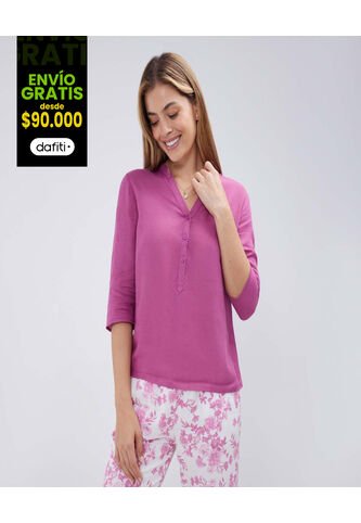 Blusa Para Mujer Manga 3/4 Color Morado Marca Ostu #40120981 Ostu