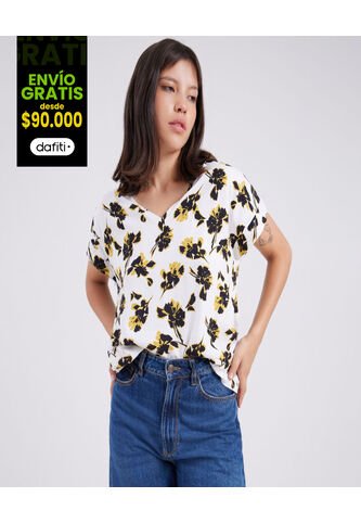 Blusa Para Mujer Manga Corta Color Crema Marca Ostu #40120894 Ostu