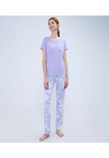 Pijama Para Mujer M/C P/L Color Lila  Marca Ostu #40040406