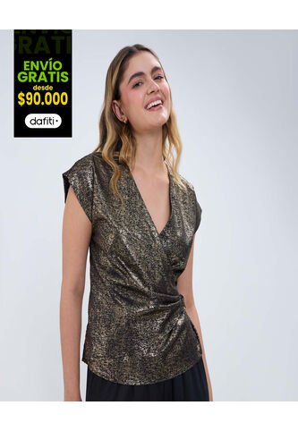 Blusa Para Mujer Manga Sisa Color Negro Marca Ostu #40121083 Ostu